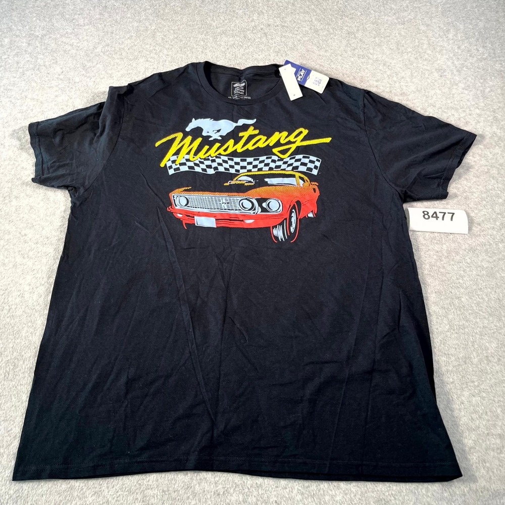 Ford Mustang T Shirt Mens 2X Black Classic Car Graphic Print Mad Engine Cotton